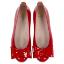 Picture of Panache Girls Double Bow Flat Pump Shoe - Red Patent