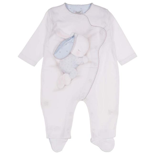 Picture of Sofija Pupilek Front Opening Bunny Babygrow - White Blue