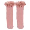 Picture of Meia Pata Girls Knee High Lace Sock With Lace Ruffle - Dark Pink