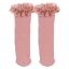 Picture of Meia Pata Girls Knee High Lace Sock With Lace Ruffle - Dark Pink