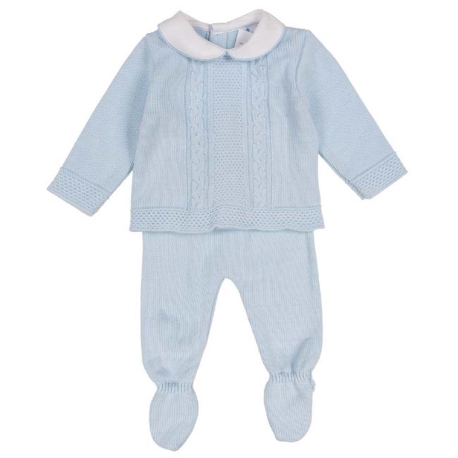 Picture of Sardon Boxed Knitted Cable Baby Top & Legging Set - Pale Blue 