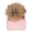 Picture of Meia Pata Girls Knitted Hat With Large Fur PomPom - Pink