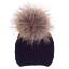 Picture of Meia Pata Unisex Knitted Hat With Large Fur PomPom - Navy Blue