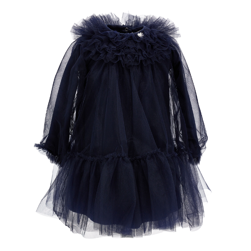 Girls navy tulle best sale dress