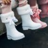 Picture of Igor Campera Girls Soft Fur Cuff Ribbon Tie Rainboot - Rosa Pink