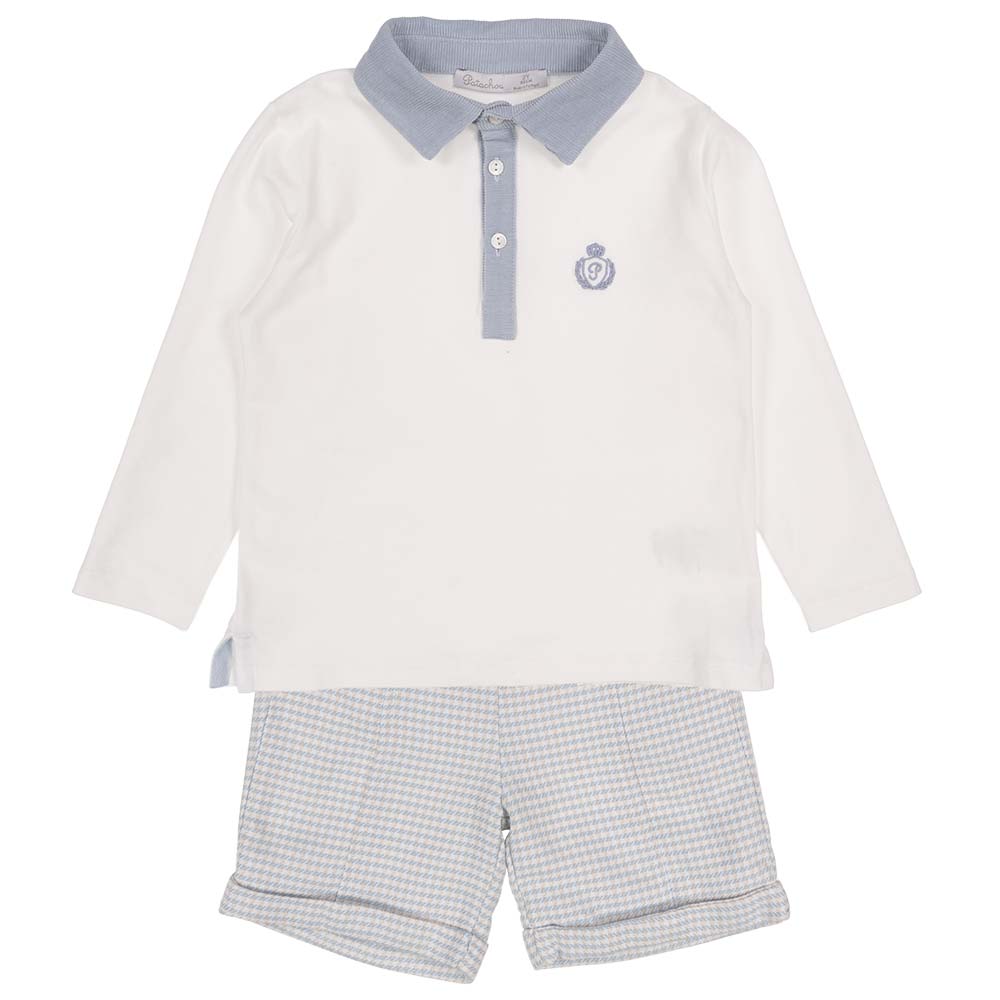 Patachou polo-collar short set - White