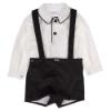 Picture of Foque Boys Shirt & Velvet Shorts Set With Detachable Straps - Black