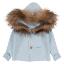 Picture of Meia Pata Unisex Knitted Hooded Coat With Fur Trim - Baby Blue