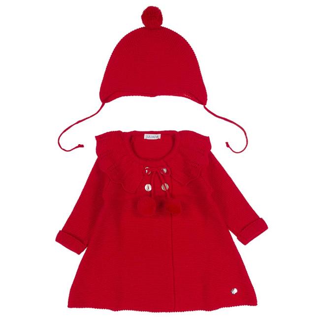 Picture of Juliana Baby Clothes Girls Knitted Coat & Hat Set - Red