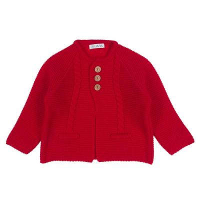 Picture of Juliana Baby Clothes Knitted Twisted Cable Cardigan - Red