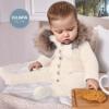 Picture of Juliana Baby Clothes Unisex Fur Trimmed Hooded Pramsuit & Socks - Ivory