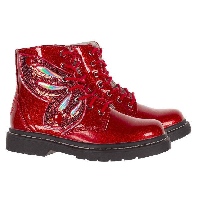 Picture of Lelli Kelly Sequin Fairy Wings Ankle Boot - Red Glitter Patent 