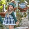 Picture of Juliana Baby Clothes Girls Knit Bodice Check Dress - Moss Green