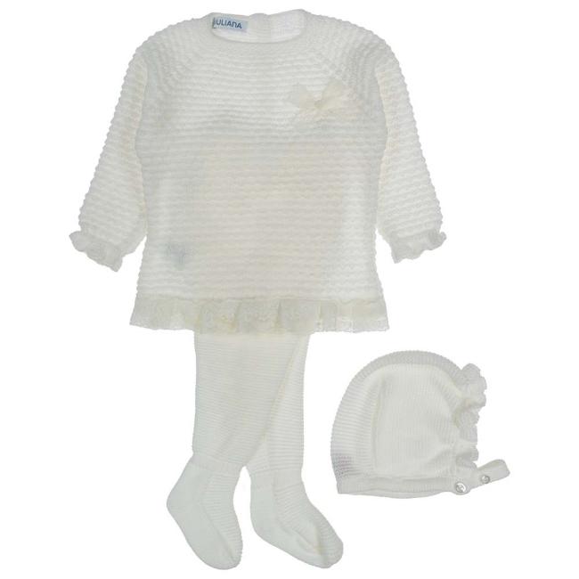 Picture of Juliana Baby Clothes Girls Lace Ruffle 3 Piece Set  - Ivory