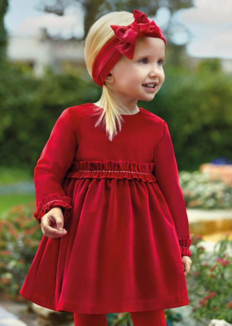 Picture of Abel & Lula Baby Girls Long Sleeve Velvet Dress - Red