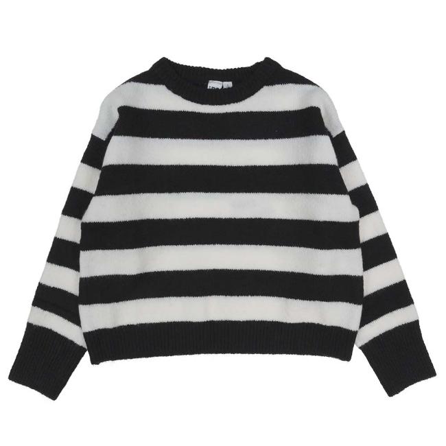 Picture of iDo Junior Girls Knitted Stripe Sweater - Black White