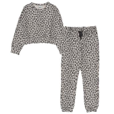 Picture of iDo Junior Girls  Leopard Print Croped Top Leggings Set - Beige
