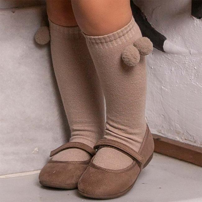 Picture of Meraki Bimbi Knee High Pom Pom Socks - Camel