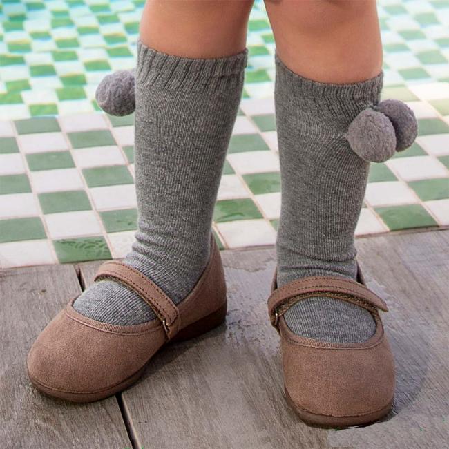 Picture of Meraki Bimbi Knee High Pom Pom Socks - Grey