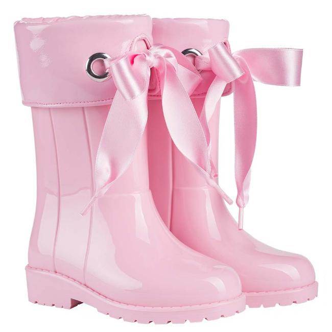 Picture of Igor Campera Girls Ribbon Tie Rainboot - Baby Pink 