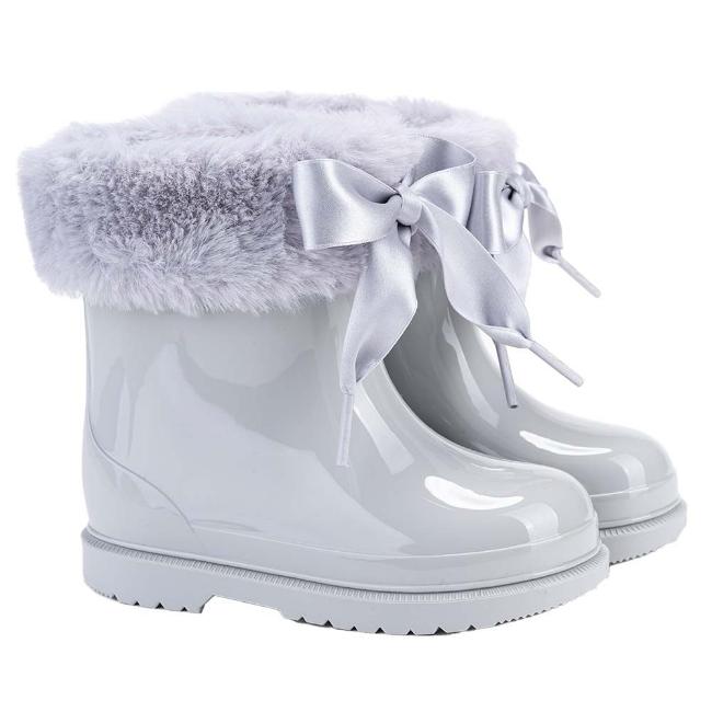 Picture of Igor Bimbi Soft Fur Cuff Ankle Rainboot - Light Grey