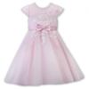 Picture of Sarah Louise Girls Lace Overlay Bow Dress - Pink