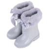 Picture of Igor Campera Girls Soft Fur Cuff Ribbon Tie Rainboot - Light Grey