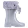 Picture of Igor Campera Girls Soft Fur Cuff Ribbon Tie Rainboot - Light Grey