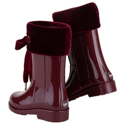 Picture of Igor Campera Velvet Cuff Ribbon Tie Rainboot - Burgundy