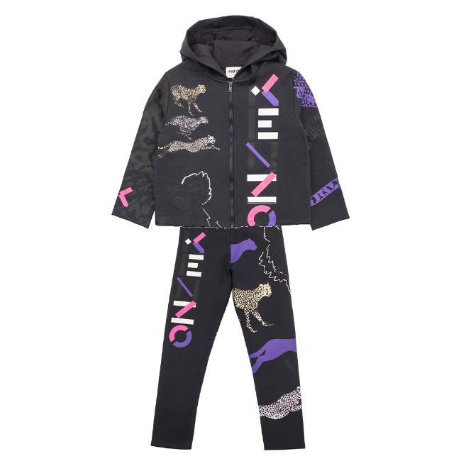 Picture of Kenzo Kids Girls Tiger & Logo Tracksuit - Dark Grey