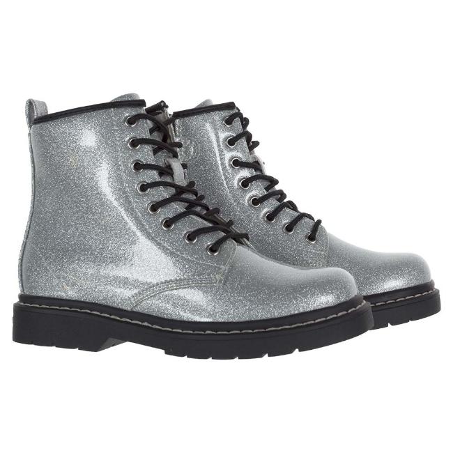 Picture of Lelli Kelly Emma Inside Zip Girls Iconic Ankle Boot - Silver Glitter Patent