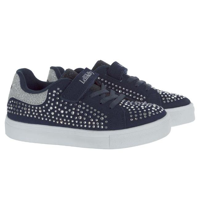 Picture of Lelli Kelly Girls Diamante Easy On Stella Trainer - Navy Blue Suede