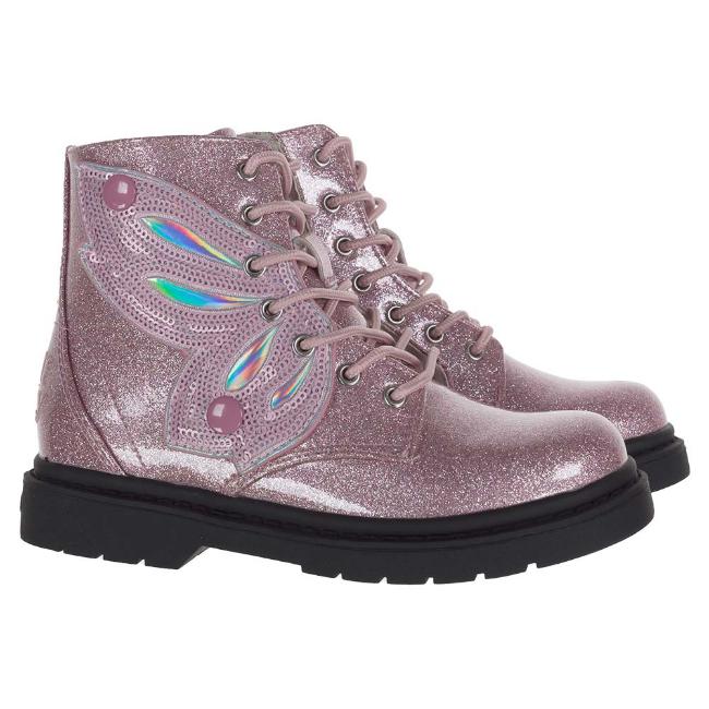 Picture of Lelli Kelly Sequin Fairy Wings Ankle Boot - Rosa Pink Glitter Patent 