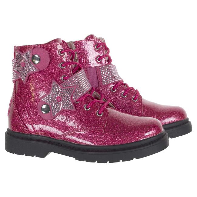 Picture of Lelli Kelly STella Stellina Diamante Star Ankle Boot - Fuxia Pink Glitter Patent