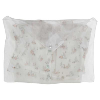 Picture of Purete du... bebe Girls Velour & Rabbit Print Babygrow - White Pink 