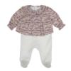 Picture of Purete du... bebe Girls Velour & Etoile Print Babygrow - White Pink