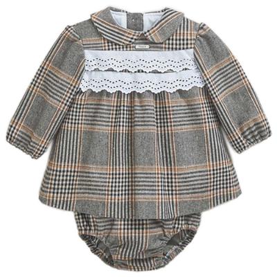 Picture of Foque Baby Girls Check Dress & Pants Set - Grey Check