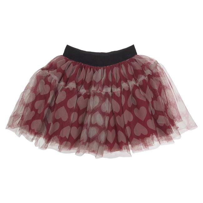 Picture of iDo Girls Large Hearts Print Tulle Skirt - Burgundy