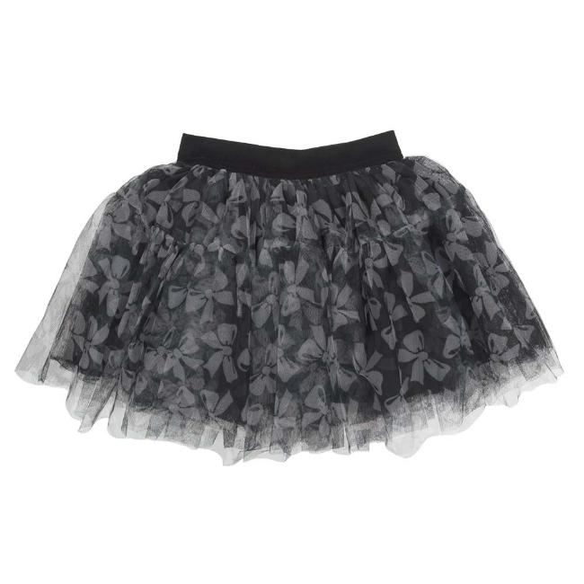 Picture of iDo Girls Large Bows Print Tulle Skirt - Black