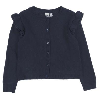 Picture of iDo Girls Ruffle Shoulder Knitted Cardigan - Navy
