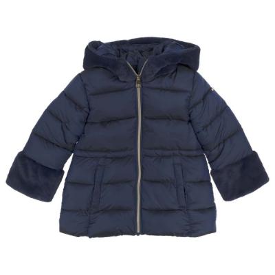 Picture of iDo Girls Padded Coat With Faux Fur Hood & Cuffs - Navy