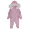 Picture of Bimbalo Girls Knitted Tracksuit With Fur Trim Hood - Pink