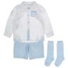 Picture of Tutto Piccolo Boys Shirt Shorts Socks X 3 Set - White Pale Blue