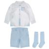 Picture of Tutto Piccolo Boys Shirt Shorts Socks X 3 Set - White Pale Blue