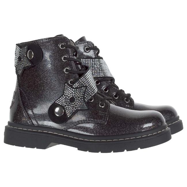 Picture of Lelli Kelly STella Stellina Diamante Star Ankle Boot - Black Glitter Patent