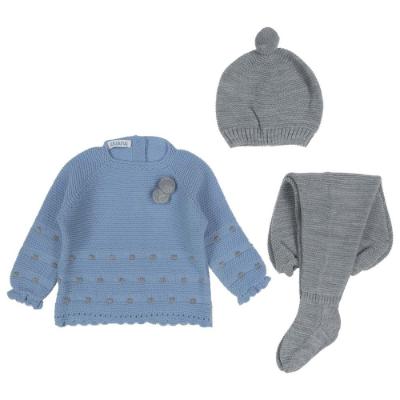 Picture of Juliana Baby Clothes Boys Contrasting 3 Piece Set  - Dark Blue Grey