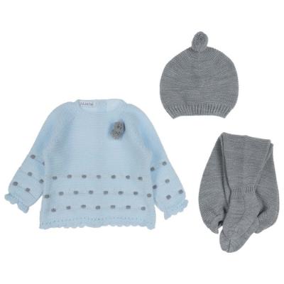 Picture of Juliana Baby Clothes Boys Contrasting 3 Piece Set  - Pale Blue Grey 