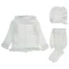Picture of Juliana Baby Clothes Girls Ruffle Pom Pom Collar 3 Piece Set  - White 