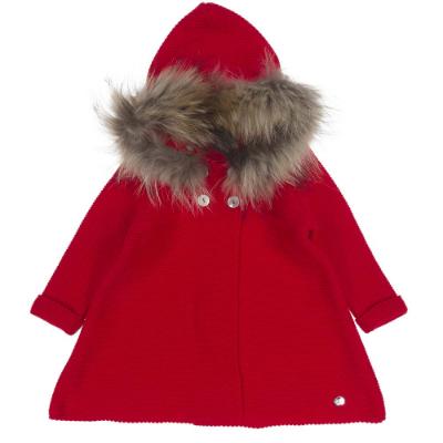 Picture of Juliana Baby Clothes Girls Fur Trimmed Hooded Coat - Red
