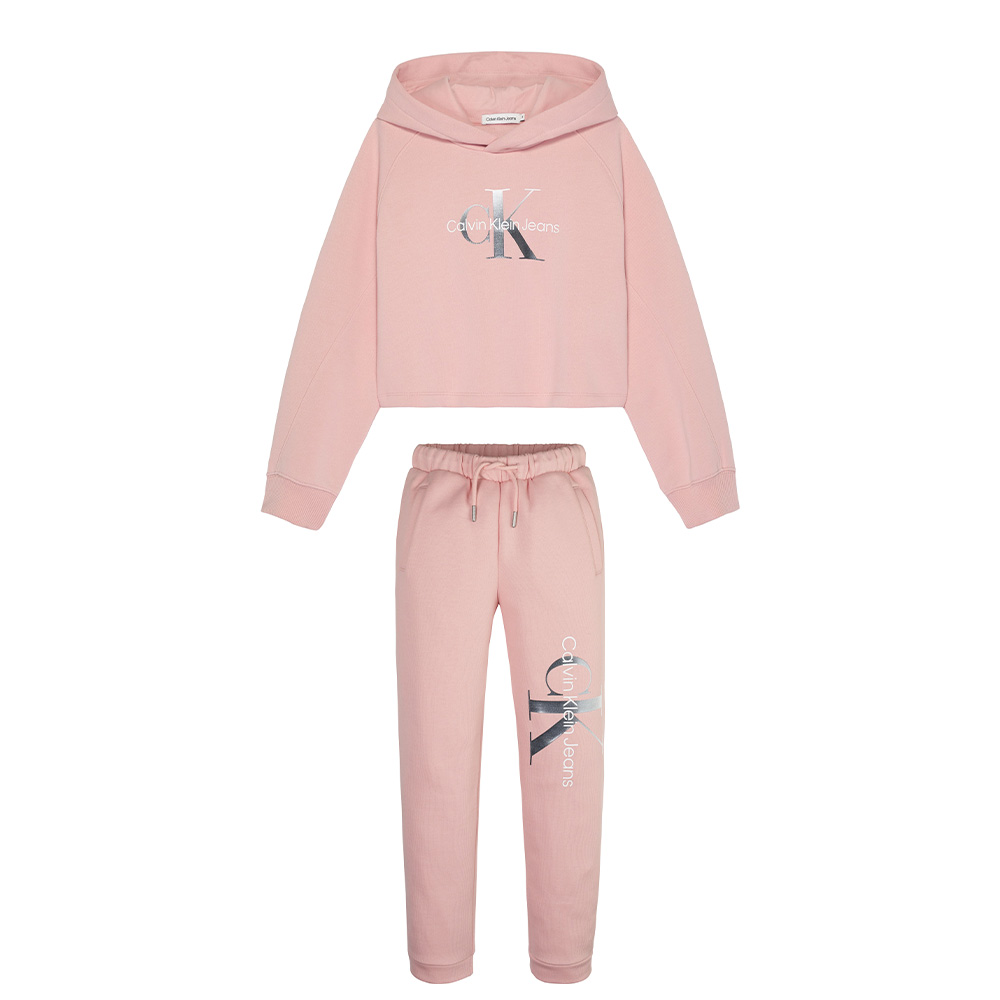 Calvin Klein Girls Shadow Logo Tracksuit - Pink.